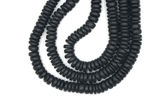 Black Coconut Shell Beads, 10mm, Heishi